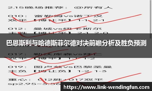巴恩斯利与哈德斯菲尔德对决前瞻分析及胜负预测